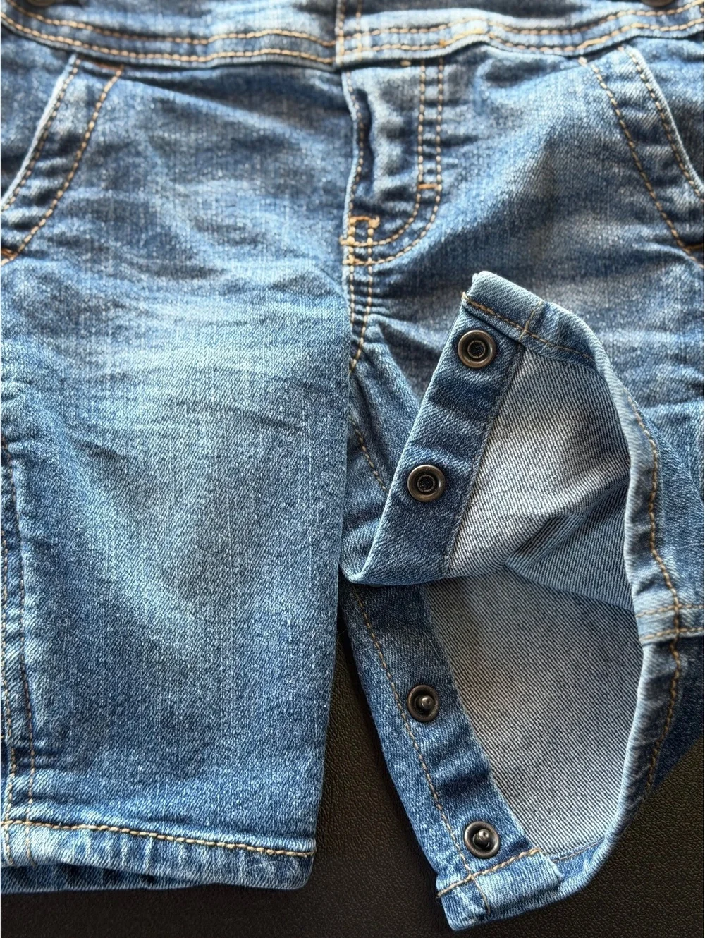 OshKosh B’gosh Baby Boys 3M Denim Overalls Blue Jean Striped Straps